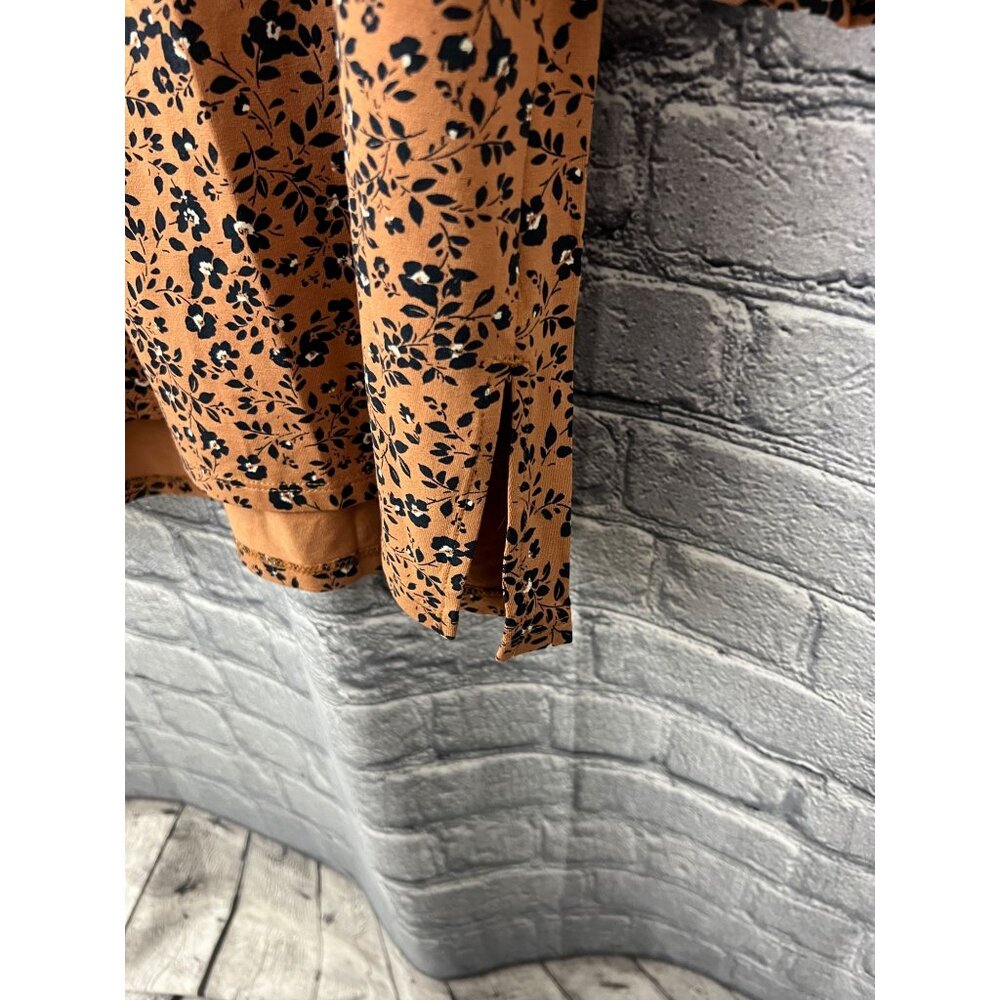 J. Jill Wearever Womens XL Orange Floral Print Top 3/4 Sleeve Knit Tunic Blouse - Picture 9 of 12